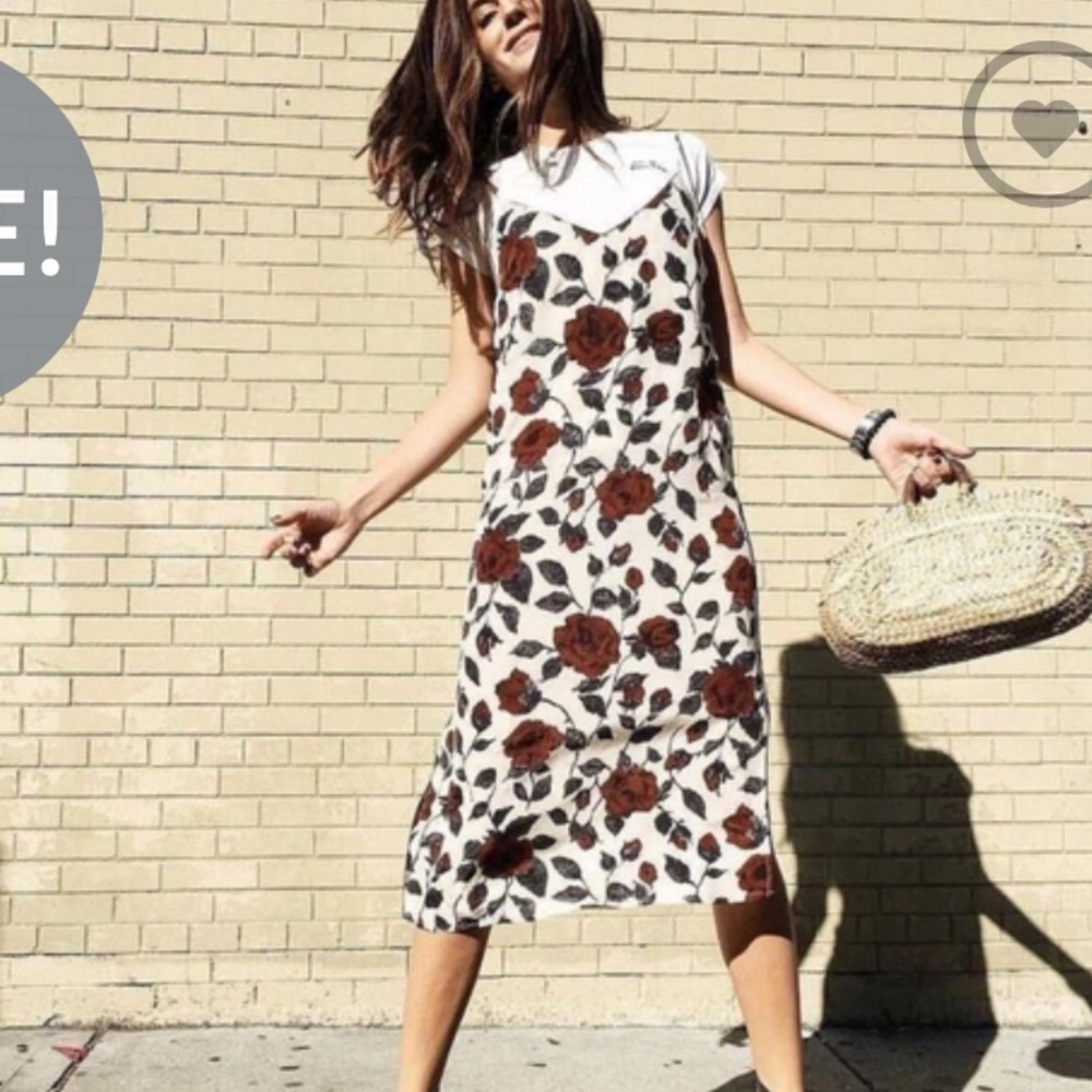 Size 4  - Ganni rose print slip dress. Never worn!